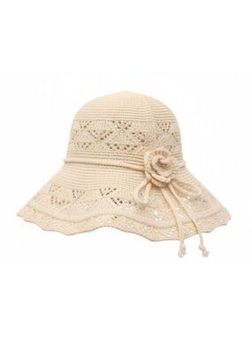 Cream Wide Brim Sun Hat Womens Foldable Beach Garden UV Hat